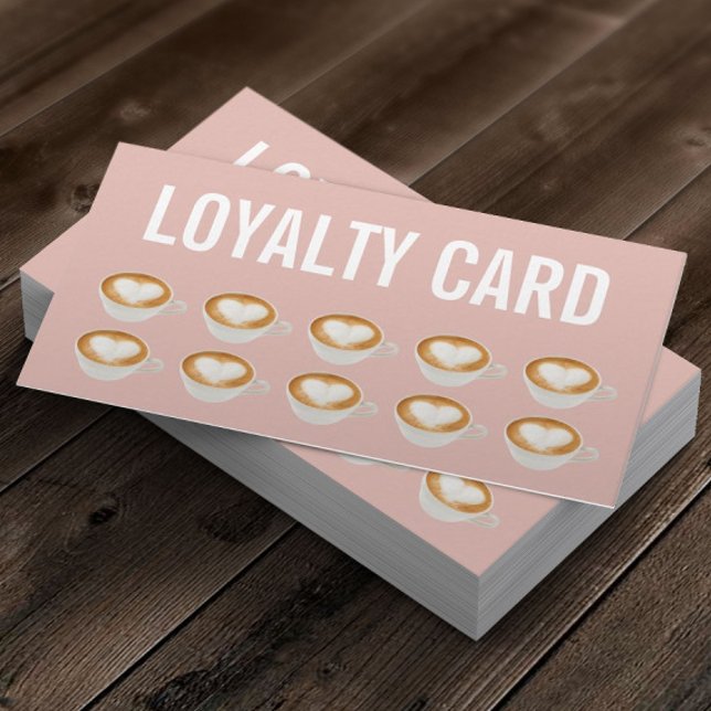 Coffee Cafe Elegant Blush Pink Loyalty Card (Creator Uploaded)