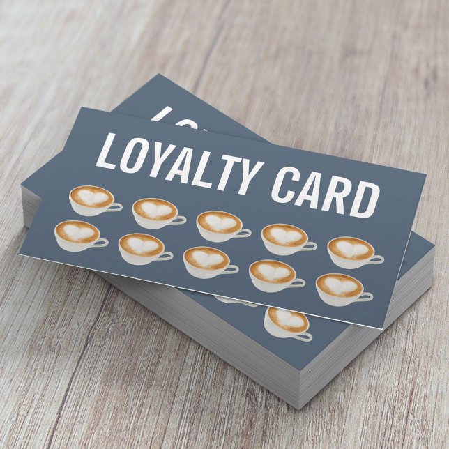 Coffee Cafe Elegant Dusty Blue Loyalty Card (Creator Uploaded)