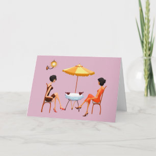 COFFEE CAFE GIRL FRIENDS HELLO GREETING CARDS