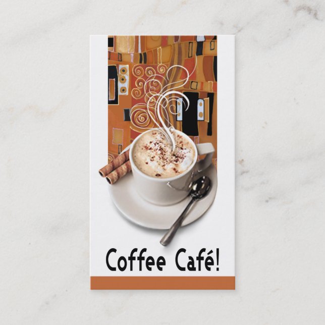 "Coffee Café" Gourmet Coffee, Capuccino, Espresso Business Card (Front)