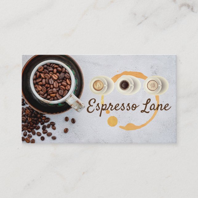Coffee | Cafe | Hot Beverage Business Card (Front)