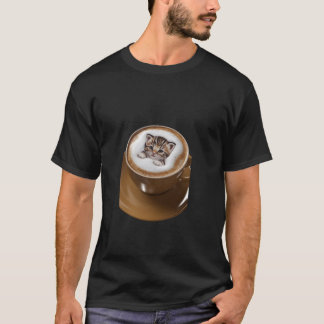 coffee cafe lover who loves cats kitten cat art fo T-Shirt