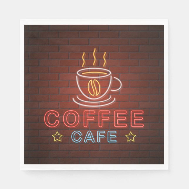 Coffee Cafe Neon Sign Napkin (Front)