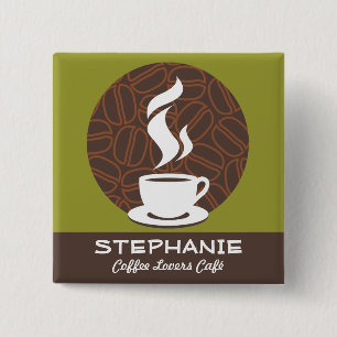 Coffee Café Shop Custom Employee Name Badge
