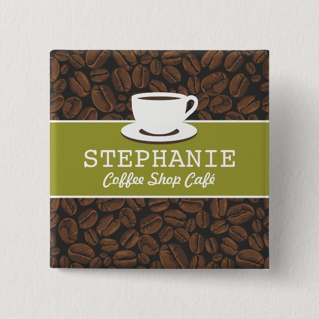 Coffee Café Shop Custom Employee Name Badge (Front)