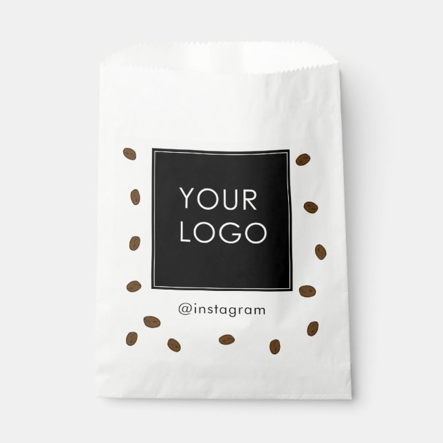 Coffee Cafe Shop Kafeteria Business Logo  Favour Bags (Front)