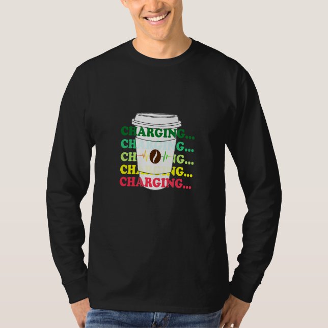 Coffee Caffeine Charger Graphic Casual Letter Tee (Front)