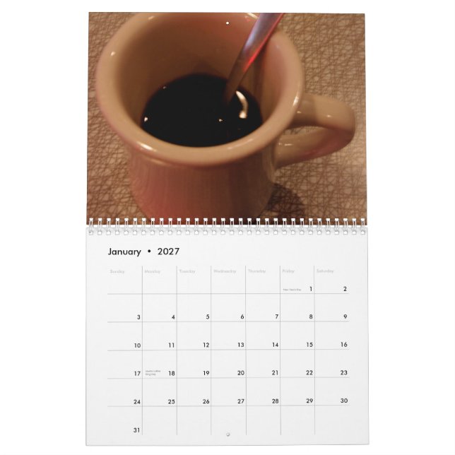 Coffee Calendar (Jan 2027)