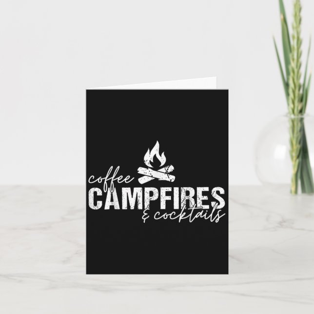 Coffee Campfires And Tails Graphic Funny Camping  Card (Front)