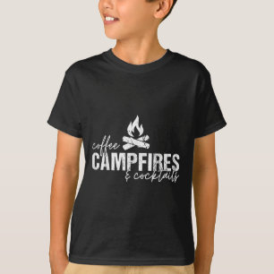 Coffee Campfires And Tails Graphic Funny Camping T-Shirt