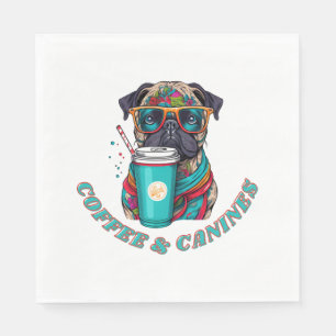 Coffee & Canines T-Shirt - For Dog Loving Coffee Napkin