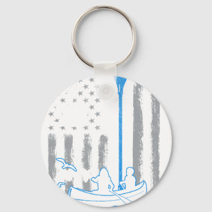 coffee canoeing- Vintage USA American Flag for can Key Ring
