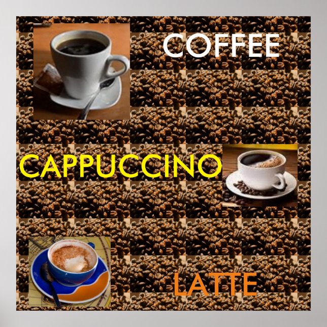 COFFEE CAPPUCCINO LATTE POSTER MENU (Front)
