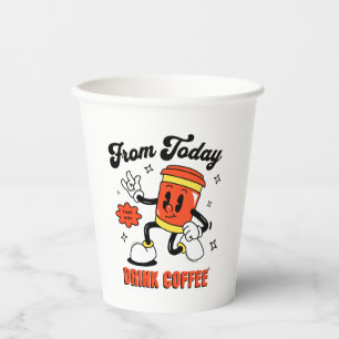 Coffee Cartoon Retro -3 Paper Cups