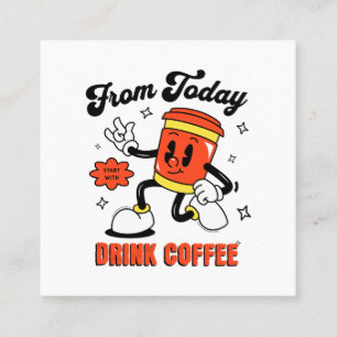 Coffee Cartoon Retro -3 Square Business Card