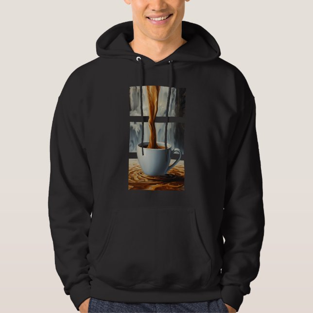 Coffee Cascade Art with Surreal Waterfall Flow Hoodie (Front)