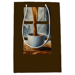 Coffee Cascade Art with Surreal Waterfall Flow Medium Gift Bag