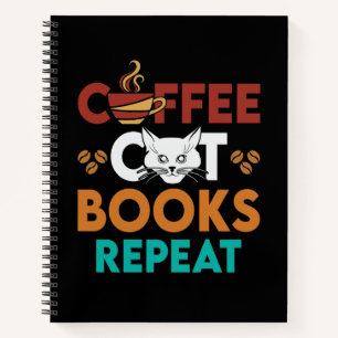 Coffee Cat Books Repeat, Coffee reading Cat Lover