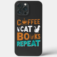 Coffee Cat Books Repeat, reading and coffee lovers
