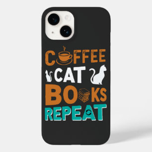 Coffee Cat Books Repeat, reading and coffee lovers Case-Mate iPhone 14 Case