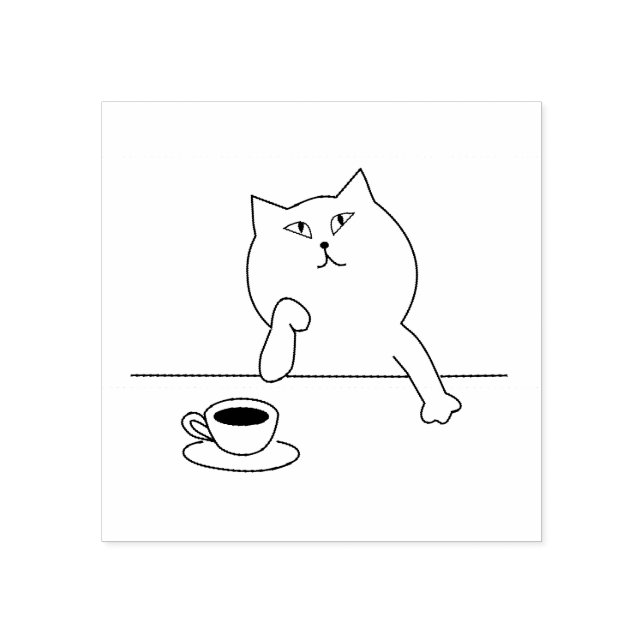 COFFEE CAT CUTE RUBBER STAMP (Imprint)