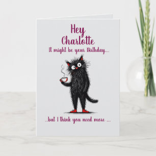 Coffee Cat Folding Birthday Card