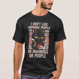 Coffee Cat I Hate Morning People Vintage Cats T-Shirt