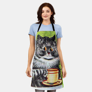 COFFEE CAT LOUIS WAIN ART RETRO KITCHEN APRON