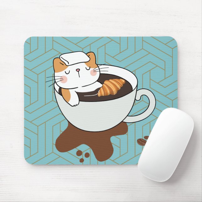 	 Coffee Cat Mouse Pad (With Mouse)