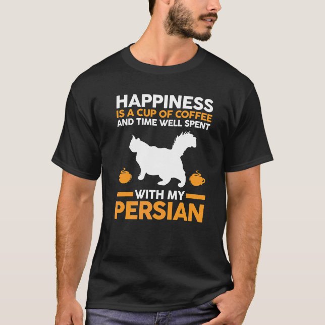 Coffee Cat Persian T-Shirt (Front)