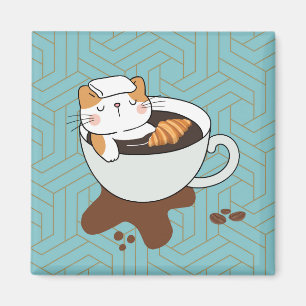 Coffee Cat Spa Magnet