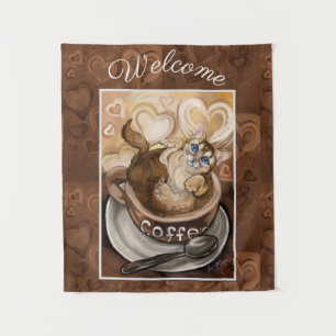 Coffee Cat Tapestry