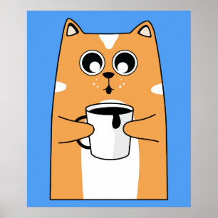 Coffee Cat Wired Kitty Poster