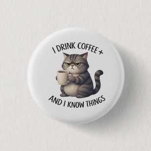Coffee Cat Wisdom 3 Cm Round Badge