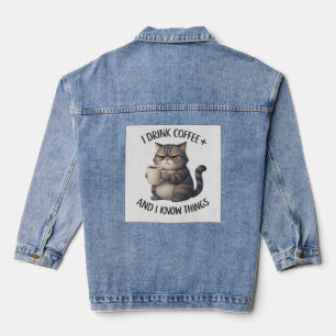 Coffee Cat Wisdom Denim Jacket