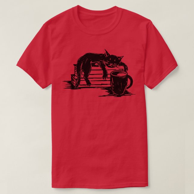 Coffee CatDrink Coffee Read Books T-Shirt (Design Front)