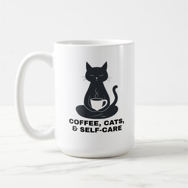 Coffee, Cats, and Self-Care Coffee Mug (Left)
