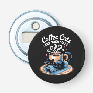 Coffee Cats and Yoga Mats Funny Cat Yoga Bottle Opener