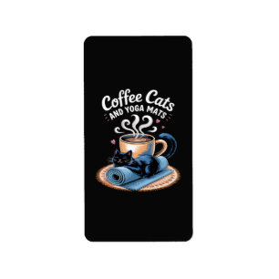 Coffee Cats and Yoga Mats Funny Cat Yoga Label