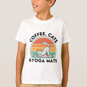 Coffee Cats And Yoga Mats Meditation Women Men  T-Shirt