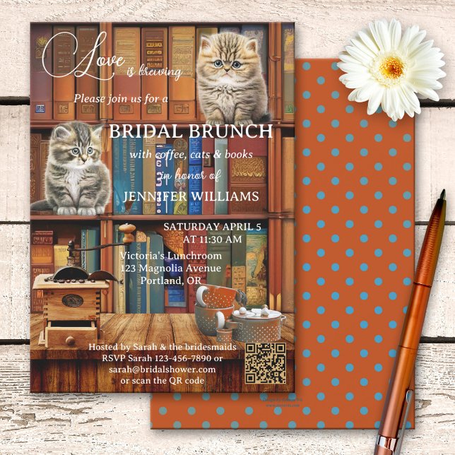 Coffee Cats Books Bridal Brunch Invitation (Creator Uploaded)