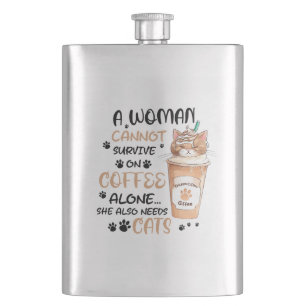 Coffee & Cats – Cute Kawaii Art Hip Flask