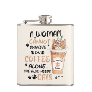Coffee & Cats – Cute Kawaii Art Hip Flask