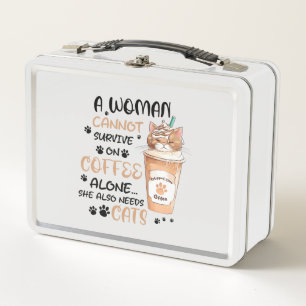 Coffee & Cats – Cute Kawaii Art Metal Lunch Box