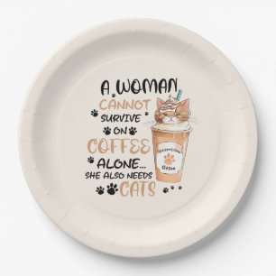 Coffee & Cats – Cute Kawaii Art Paper Plate