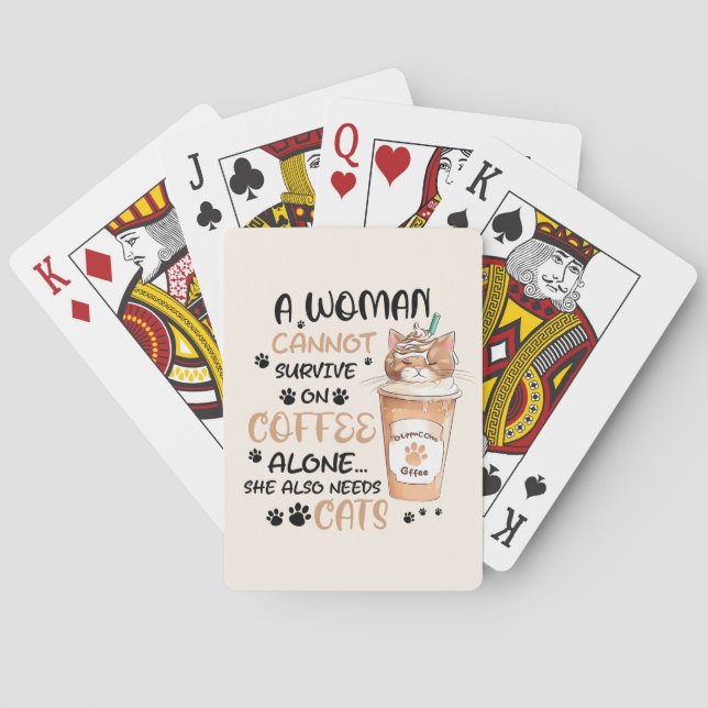 Coffee & Cats – Cute Kawaii Art Playing Cards (Back)