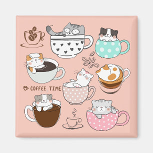 Coffee Cats Funny Magnet