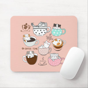 Coffee Cats Funny Mouse Pad