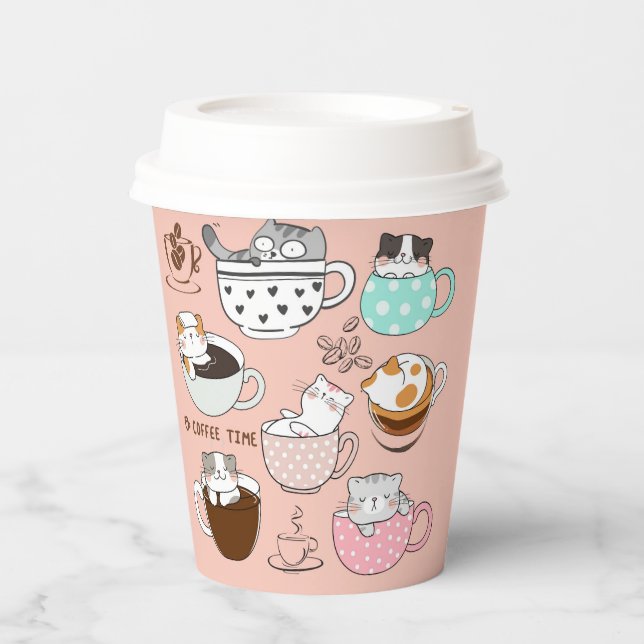 Coffee Cats Funny Paper Cups (Front)
