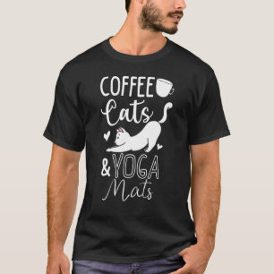 Coffee Cats Yoga Mats For Cat Yoga Day T-Shirt
